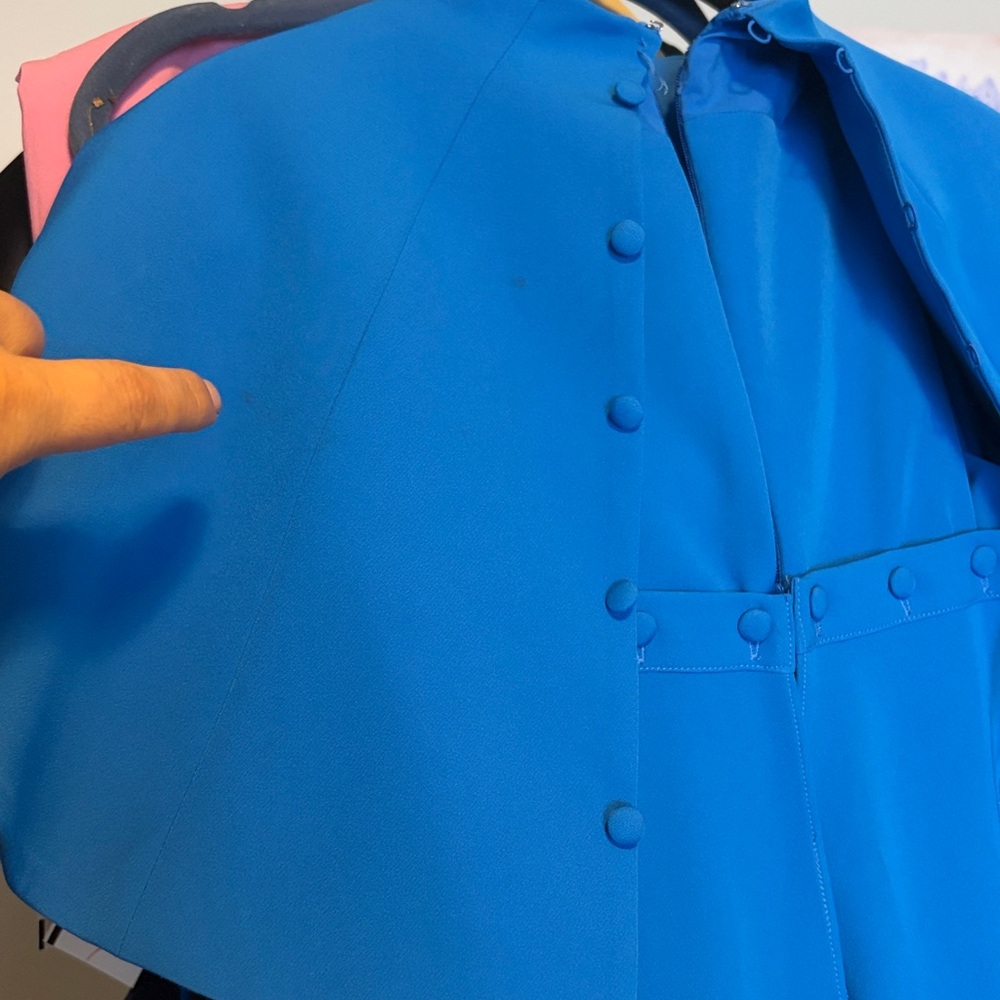 Teri Jon by Rickie Freeman blue collared cape dress - Picture 16 of 16